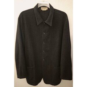 Vestimenta Spa Black 100% Cashmere Button Front Shirt Jacket size 54 EUC